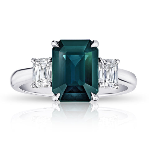 3.06 Carat Blue Sapphire and Diamond Ring