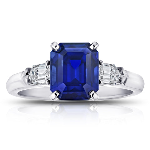 4.14 Carat Emerald Purple Sapphire and Diamond Ring