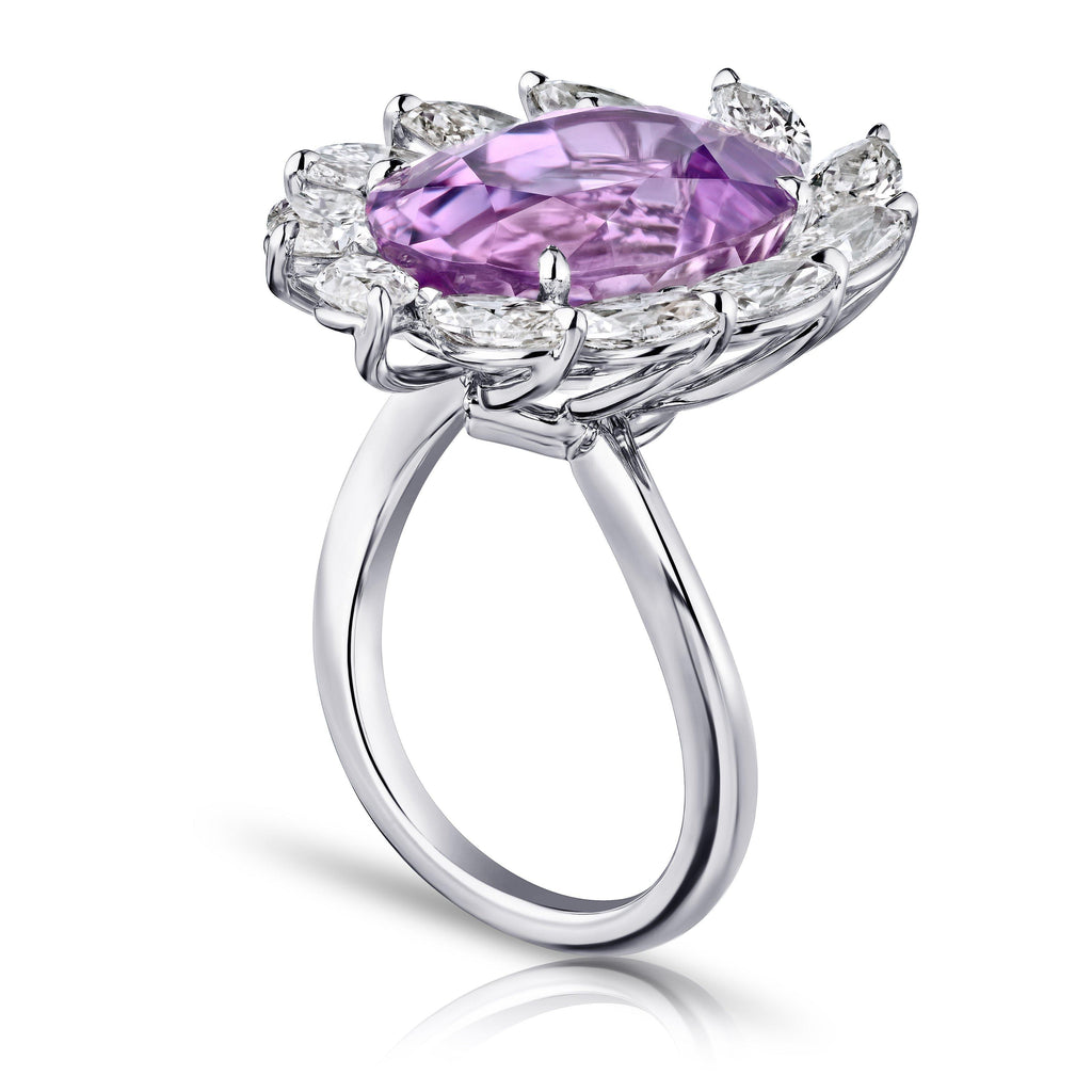 13.46 Carat Oval Pink Sapphire and Diamond Ring - David Gross Group