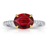 2.14 Carat Oval Red Ruby and Diamond Ring - David Gross Group