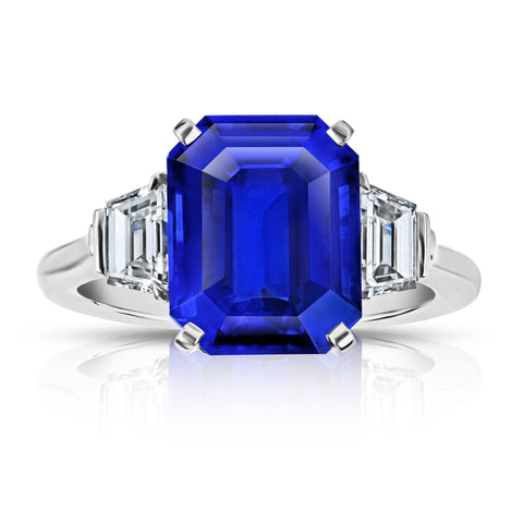 5.30 Carat Oval Blue Sapphire and Diamond Ring