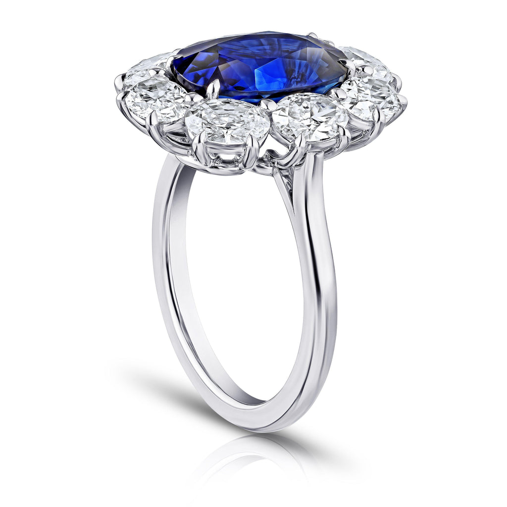 5.30 Carat Oval Blue Sapphire and Diamond Ring - David Gross Group
