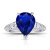6.18 Carat Pear Shape Blue Sapphire and Diamond Ring - David Gross Group