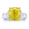 6.51 Carat Cushion Yellow Sapphire and Diamond Ring - David Gross Group