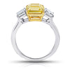 3.48 Carat Square Emerald Cut Yellow Sapphire and Diamond Ring - David Gross Group