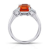 3.21 Carat Emerald Cut Orange Sapphire and Diamond Ring - David Gross Group