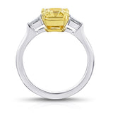 2.52 Carat Emerald Cut Yellow Sapphire and Diamond Ring - David Gross Group