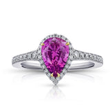 1.81 Carat Pear Shape Pink Sapphire and Diamond Ring - David Gross Group