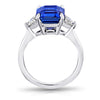 5.65 Carat Square Emerald Blue Sapphire and Diamond ring - David Gross Group