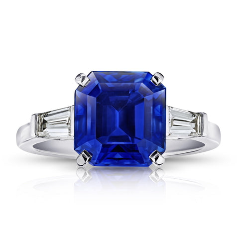 20.41 carat Asscher Yellow Sapphire and Diamond Platinum Ring