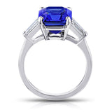 6.16 Square Emerald Blue Sapphire and Diamond Ring - David Gross Group