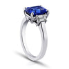4.01 Carat Emerald Cut Blue Sapphire and Diamond Ring - David Gross Group