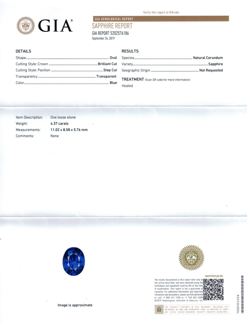 4.37 Carat Oval Blue Sapphire and Diamond Ring - David Gross Group