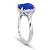 5.08 Carat Emerald Cut Blue Sapphire and Diamond Ring - David Gross Group