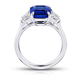 5.08 Carat Emerald Cut Blue Sapphire and Diamond Ring - David Gross Group