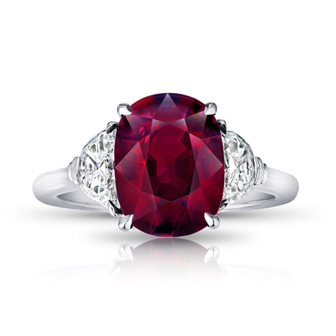 3.54 Carat Oval Red Ruby and Diamond Platinum Ring