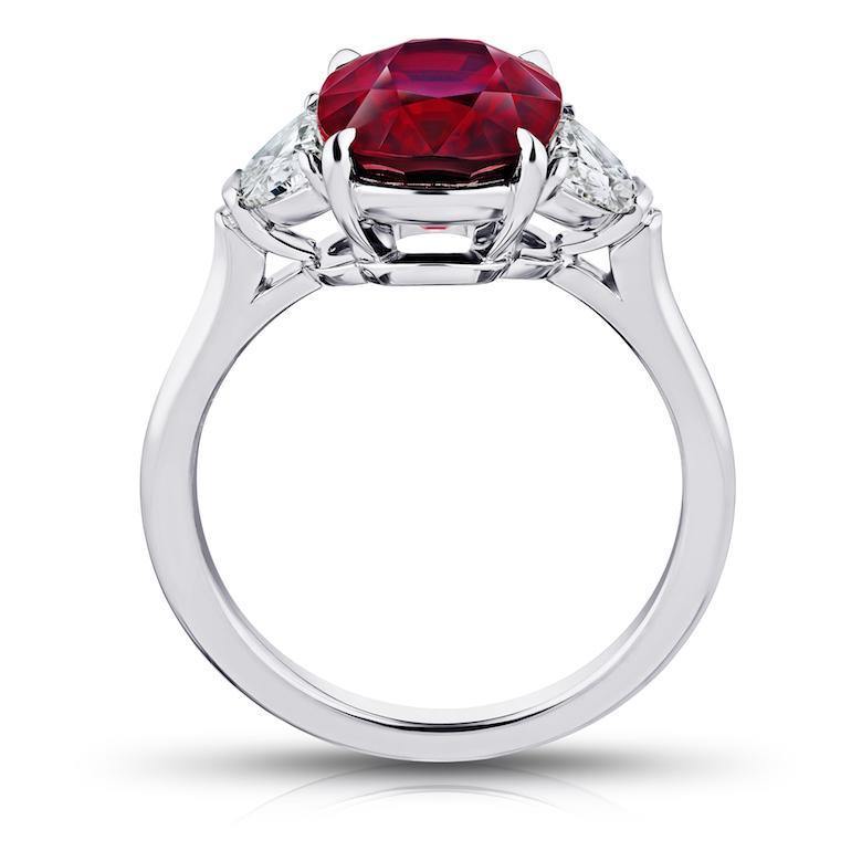 5.10 Carat Oval Red Ruby and diamond Ring - David Gross Group