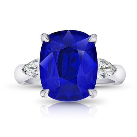 5.07 Carat Emerald Green Sapphire and Diamond Ring
