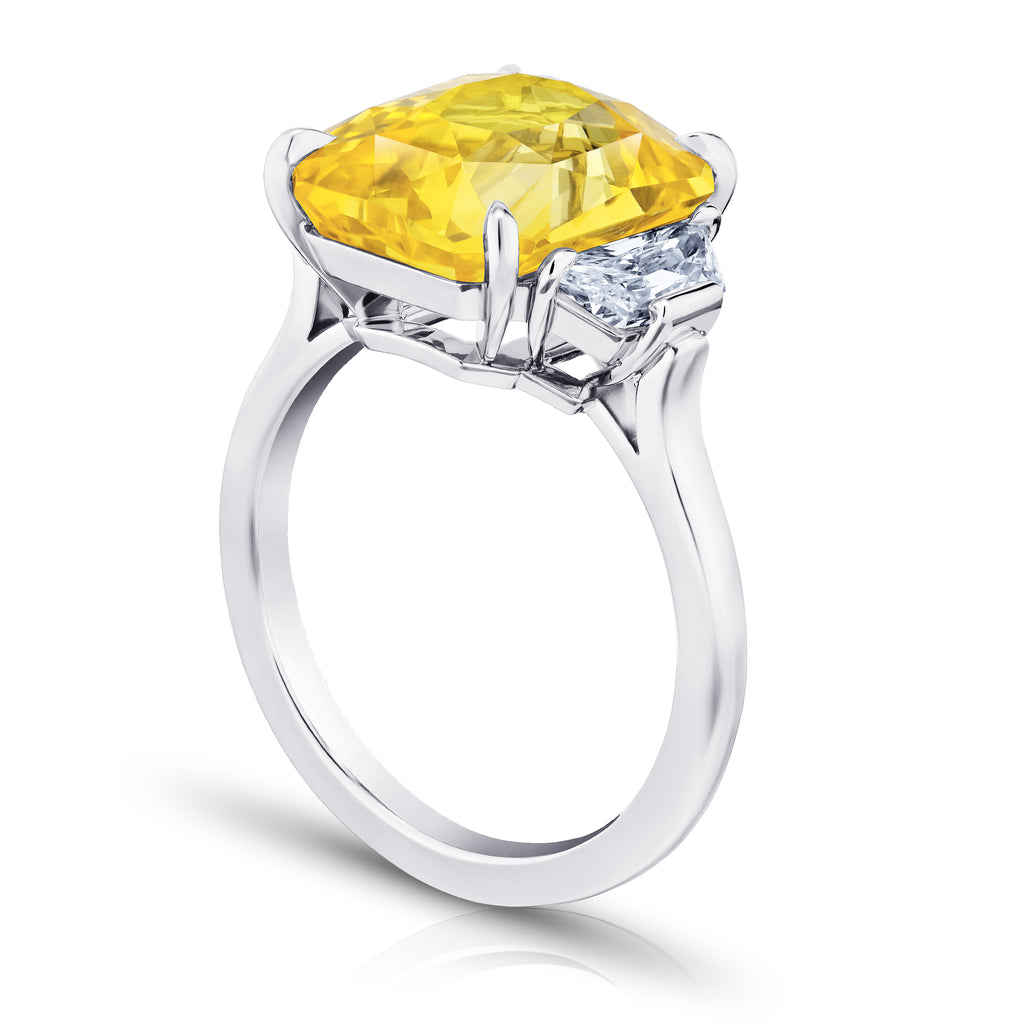 9.08 Carat Radiant Yellow Sapphire and Diamond Ring - David Gross Group