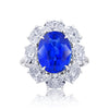 4.18 carat oval blue sapphire and diamond platinum ring - David Gross Group