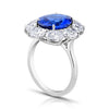 4.18 carat oval blue sapphire and diamond platinum ring - David Gross Group