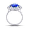 4.18 carat oval blue sapphire and diamond platinum ring - David Gross Group