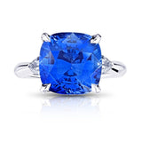 7.83 carat cushion blue sapphire and diamond platinum ring - David Gross Group
