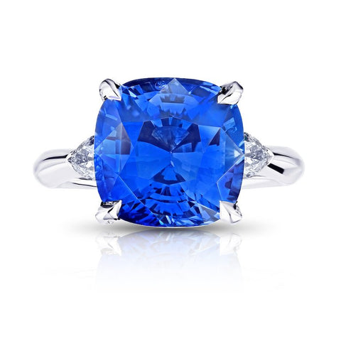 3.12 Carat Oval Blue Sapphire and Diamond Ring