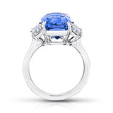 8.63 carat Radiant cut blue sapphire and diamond platinum ring - David Gross Group