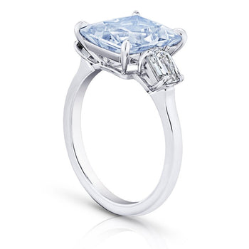 5.32 Carat Radiant Light Blue Natural Sapphire and Diamond Ring - David Gross Group