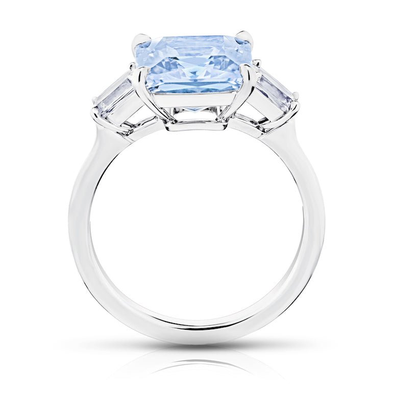 5.32 Carat Radiant Light Blue Natural Sapphire and Diamond Ring - David Gross Group