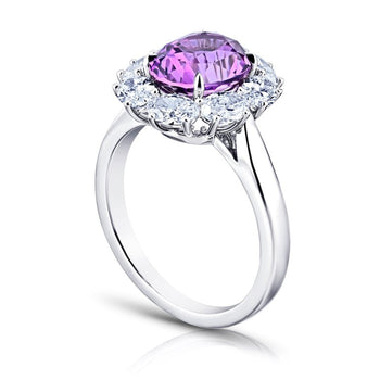 3.56 purple oval sapphire and diamond platinum ring - David Gross Group