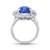 7.43 carat Oval Blue Sapphire and Diamond Platinum Ring - David Gross Group