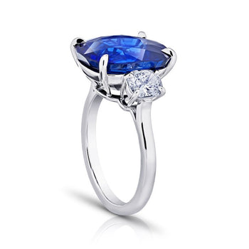 11.29 carat Cushion Blue Sapphire and Diamond Platinum Ring - David Gross Group