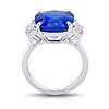 11.29 carat Cushion Blue Sapphire and Diamond Platinum Ring - David Gross Group