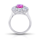 3.17 Carat Oval Pink Sapphire and Diamond Platinum Ring - David Gross Group