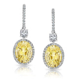 8.54 carat Oval Yellow Sapphire and Diamond Platinum and 18k Yellow Gold Earrings - David Gross Group