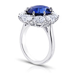 8.37 carat Oval Blue Sapphire and Platinum Diamond Ring - David Gross Group