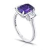 3.72 Carat Cushion Purple Sapphire and Diamond Platinum Ring - David Gross Group