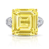 20.41 carat Asscher Yellow Sapphire and Diamond Platinum Ring - David Gross Group