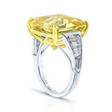 20.41 carat Asscher Yellow Sapphire and Diamond Platinum Ring - David Gross Group