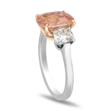 3.52 carat Cushion Padparadscha Padparadschah and Diamond Ring - David Gross Group