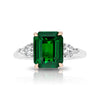 4.04 Carat Emerald Cut Green Tsavorite and Diamond Ring - David Gross Group