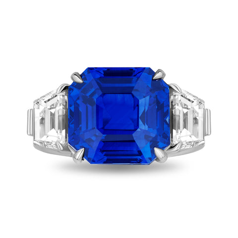 8.37 carat Oval Blue Sapphire and Platinum Diamond Ring