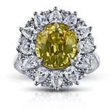 8.24 Carat Oval Greenish Yellow Sapphire and Diamond Ring - David Gross Group