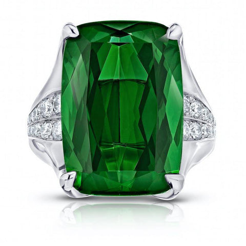 11.13 Carat Oval Green Sapphire Ring