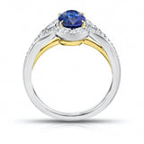1.63 Carat Oval Blue Sapphire and Diamond ring - David Gross Group