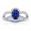 1.74 Carat Oval Blue Sapphire and Diamond Ring - David Gross Group