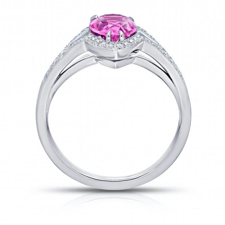 2.66 Carat Pear Shape Pink Sapphire and Diamond Ring - David Gross Group