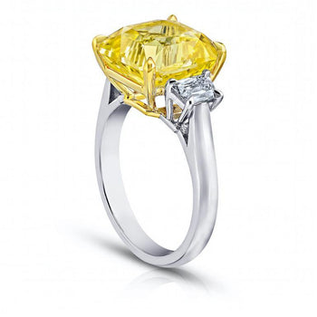 9.67 Carat Radiant Yellow Sapphire and Diamond Ring - David Gross Group